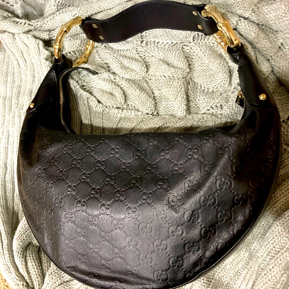 Gucci GG Vintage Canvas bag- crescent shaped handbag